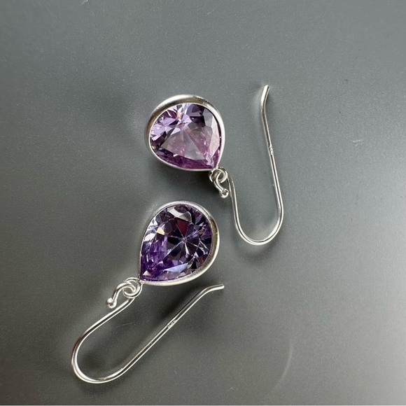 Sterling Silver Crystal Gemstone Drop Earrings - Picture 5 of 14
